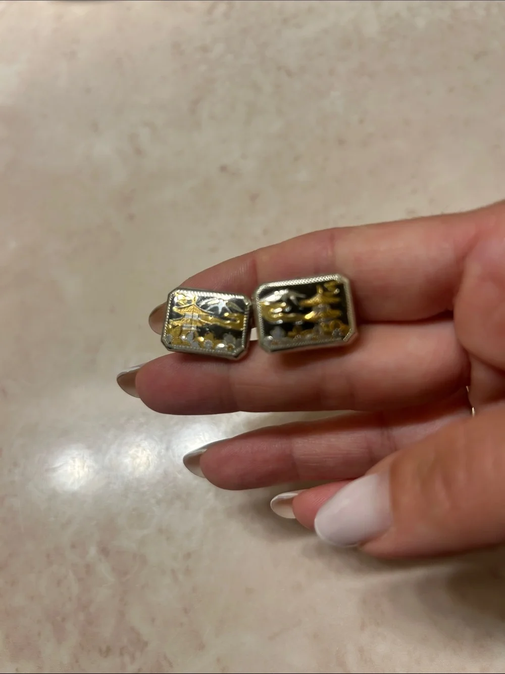 Vintage sterling silver  Japanese cufflinks